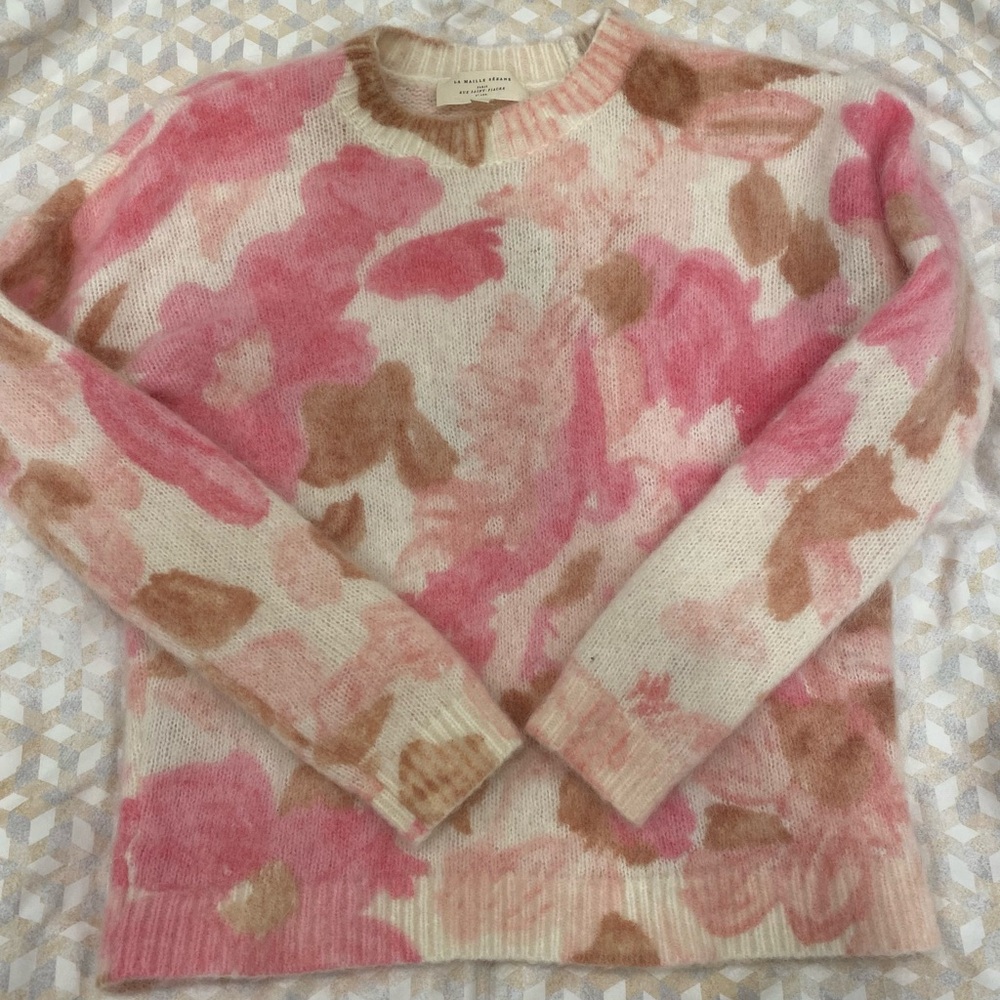 Floral Pink and Brown Sweater